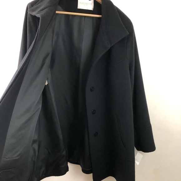 New Fleurette Black Stand Collar Wool Plus Coat 20 - Picture 6 of 14